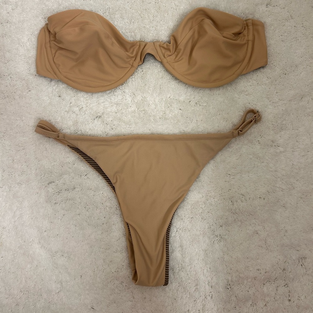 Tan strapless bikini set